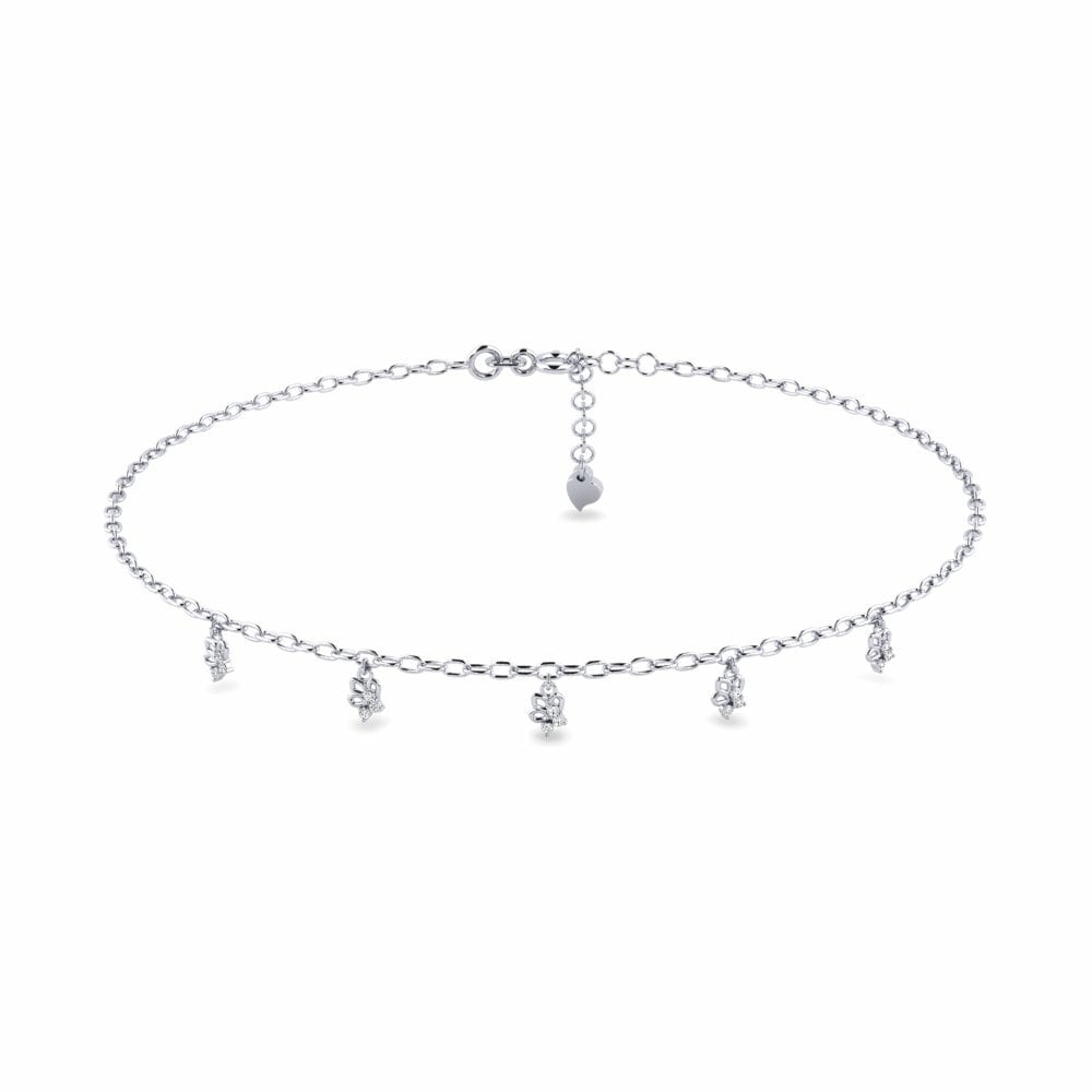 18ct White Gold Moissanite Women's Anklet Dunne