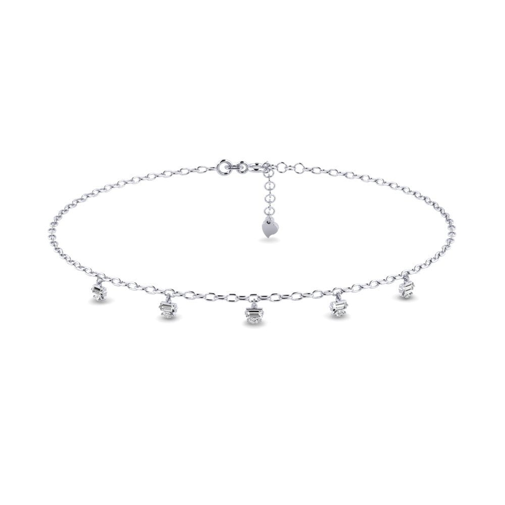 18ct White Gold Moissanite Women's Anklet Edifice