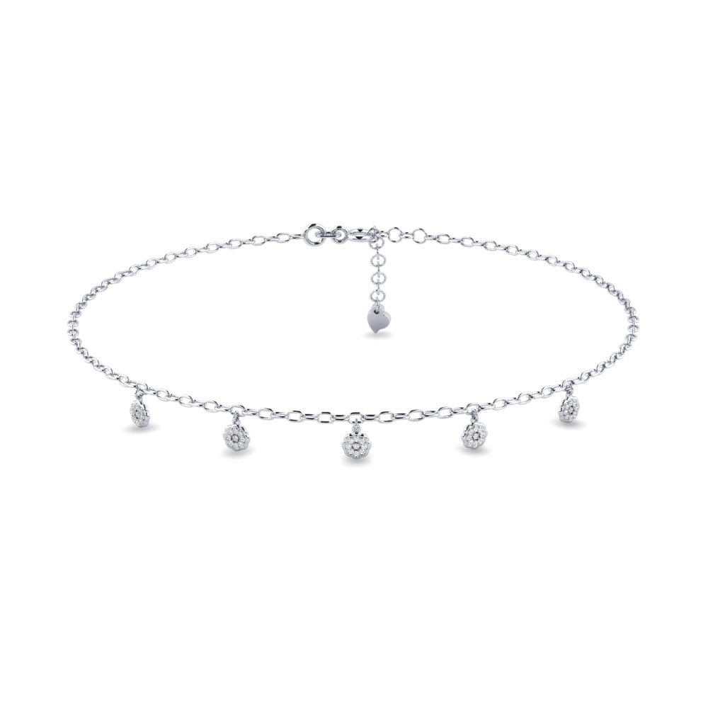 18ct White Gold Moissanite Women's Anklet Edithaki