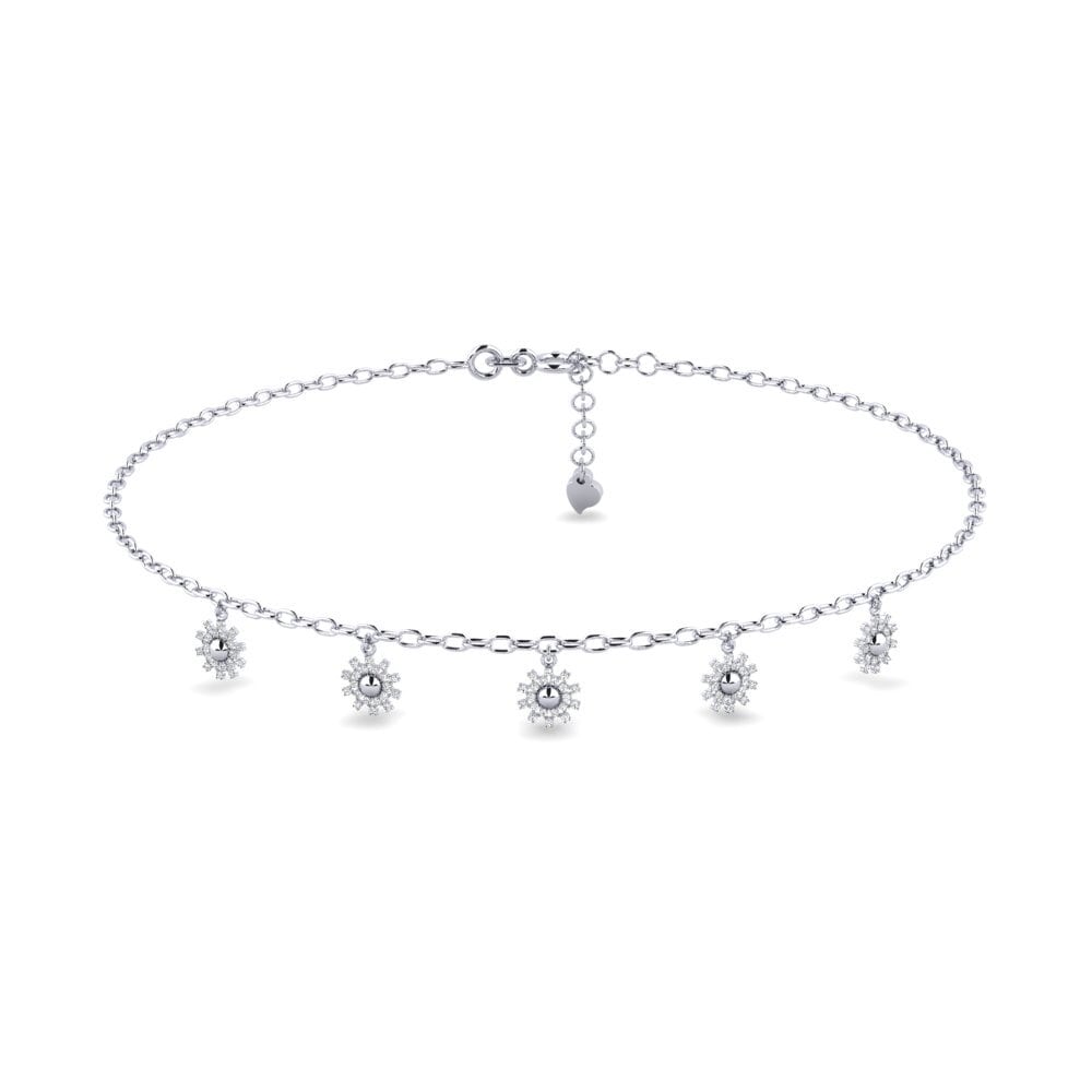 18ct White Gold Moissanite Women's Anklet Edman