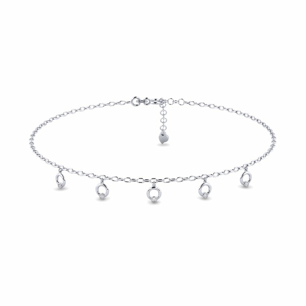 18ct White Gold Moissanite Women's Anklet Elleb