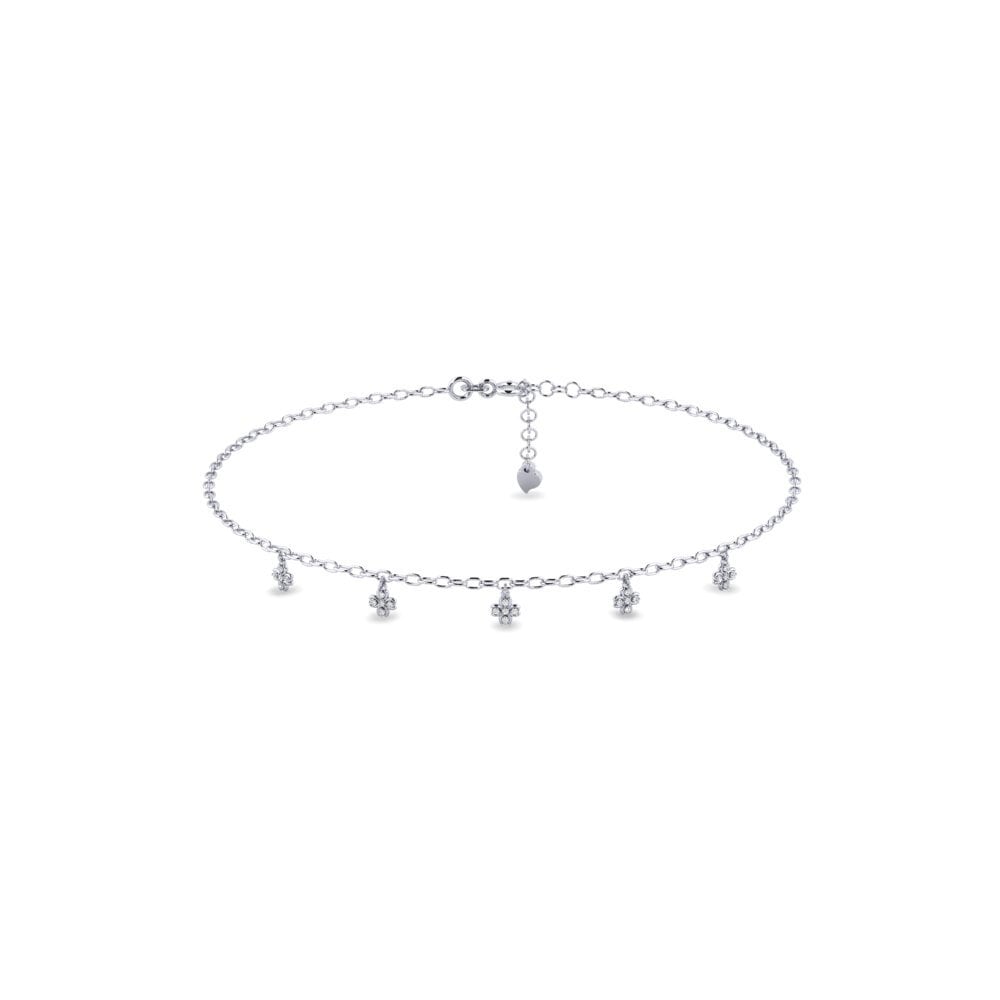 18ct White Gold Moissanite Women's Anklet Embarquer
