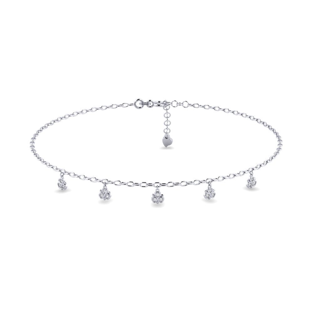 18ct White Gold Moissanite Women's Anklet Embouchure