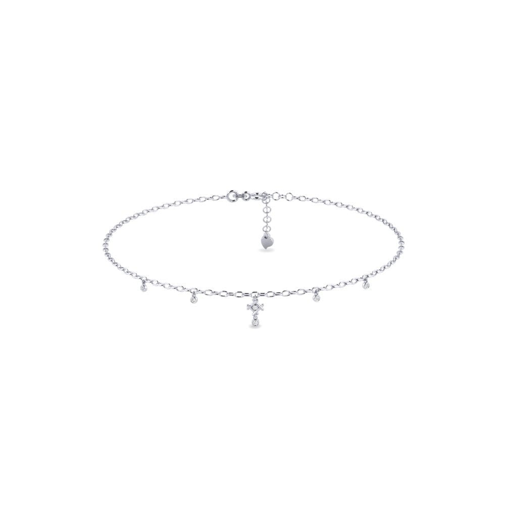 18ct White Gold Moissanite Women's Anklet Enclin