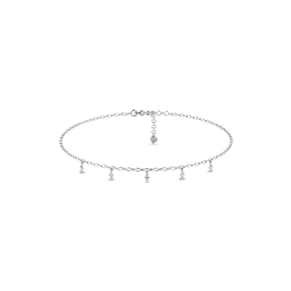 18ct White Gold Moissanite Women's Anklet Endra