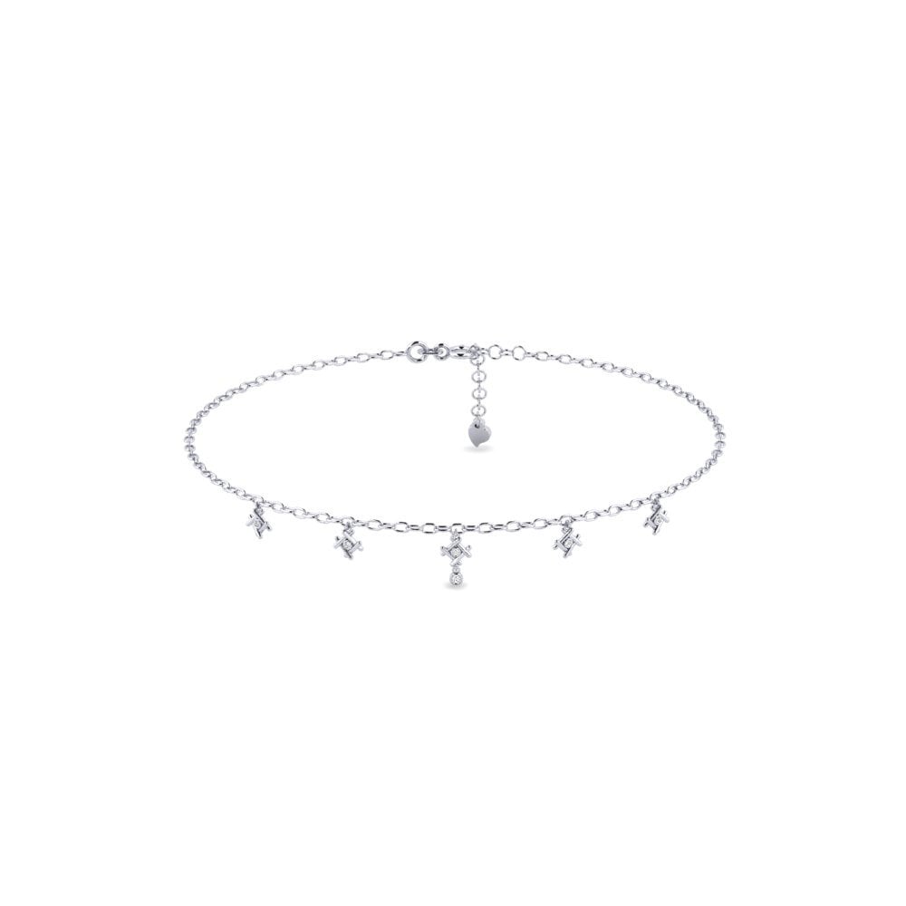 18ct White Gold Moissanite Women's Anklet Endurcil