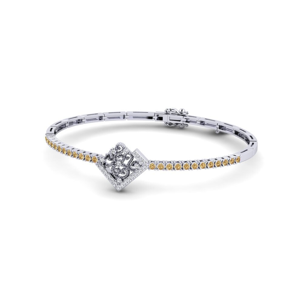 9k White Gold Brown Diamond Women's Bracelet Patrae