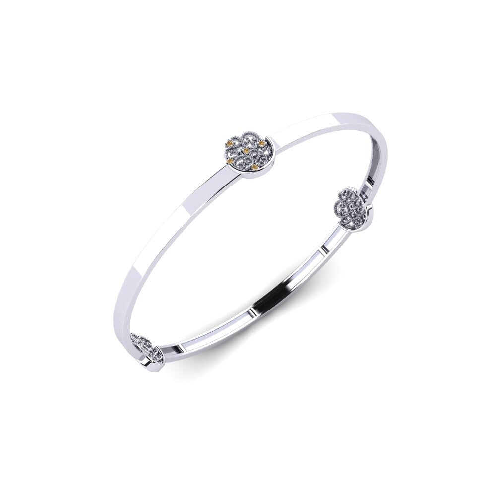 9k White Gold Brown Diamond Women's Bangle Petsofas