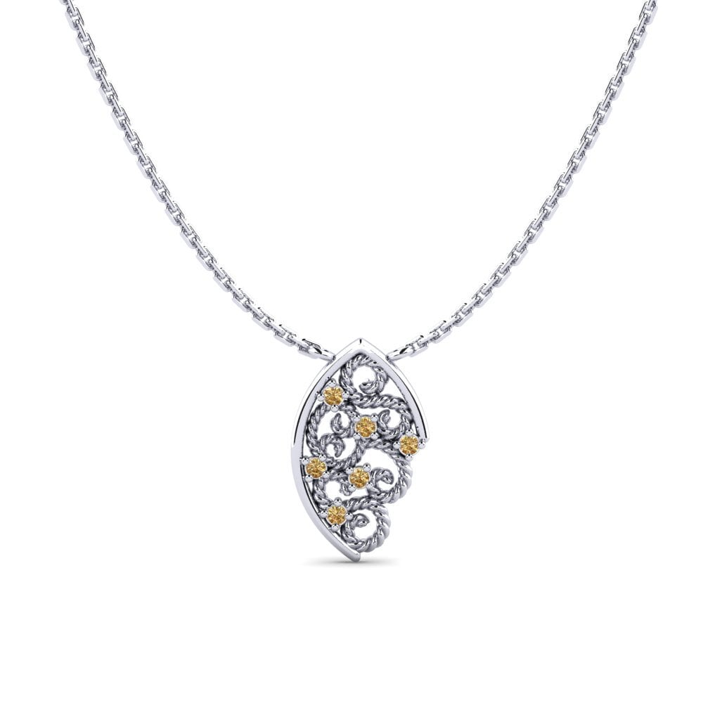 9k White Gold Brown Diamond Women's Necklace Prousa