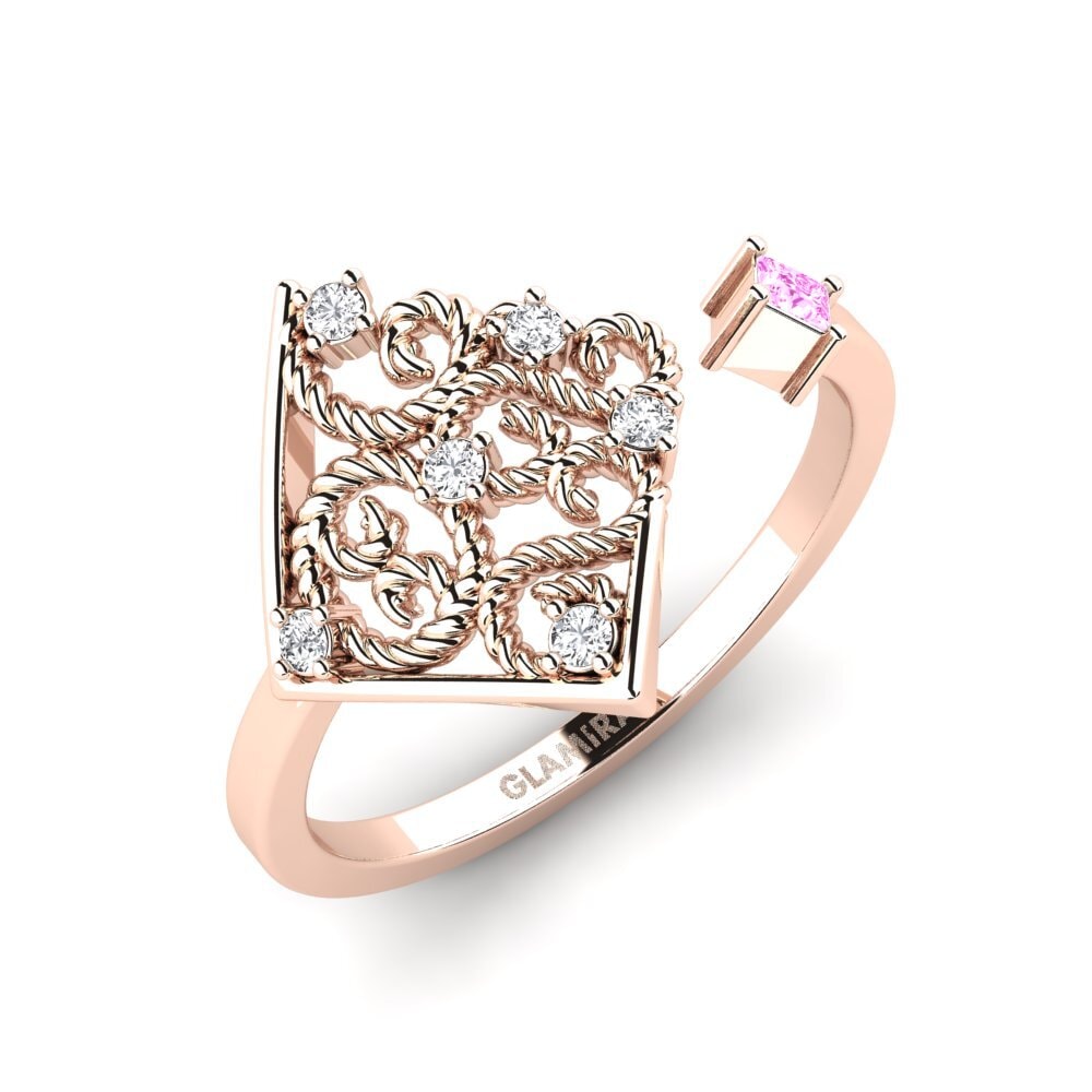 14K Rood Goud Roze Saffier Ringen Semasus