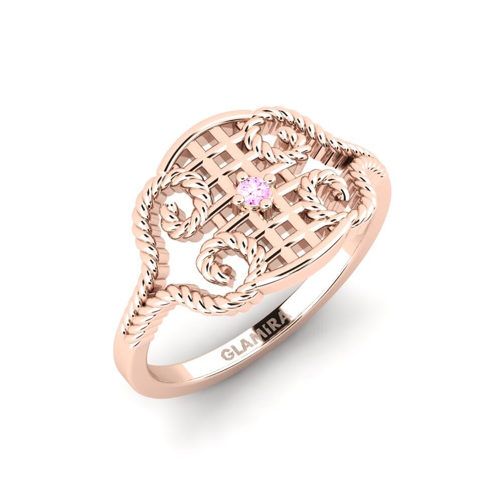 14K Rood Goud Roze Saffier Verlovingsring Shindilla