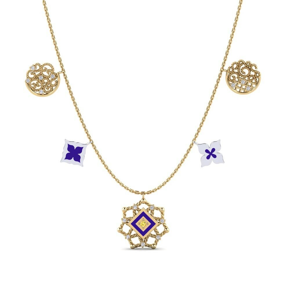 Vàng-Trắng 18K Đá Sapphire Vàng Dây chuyền nữ Takaungu