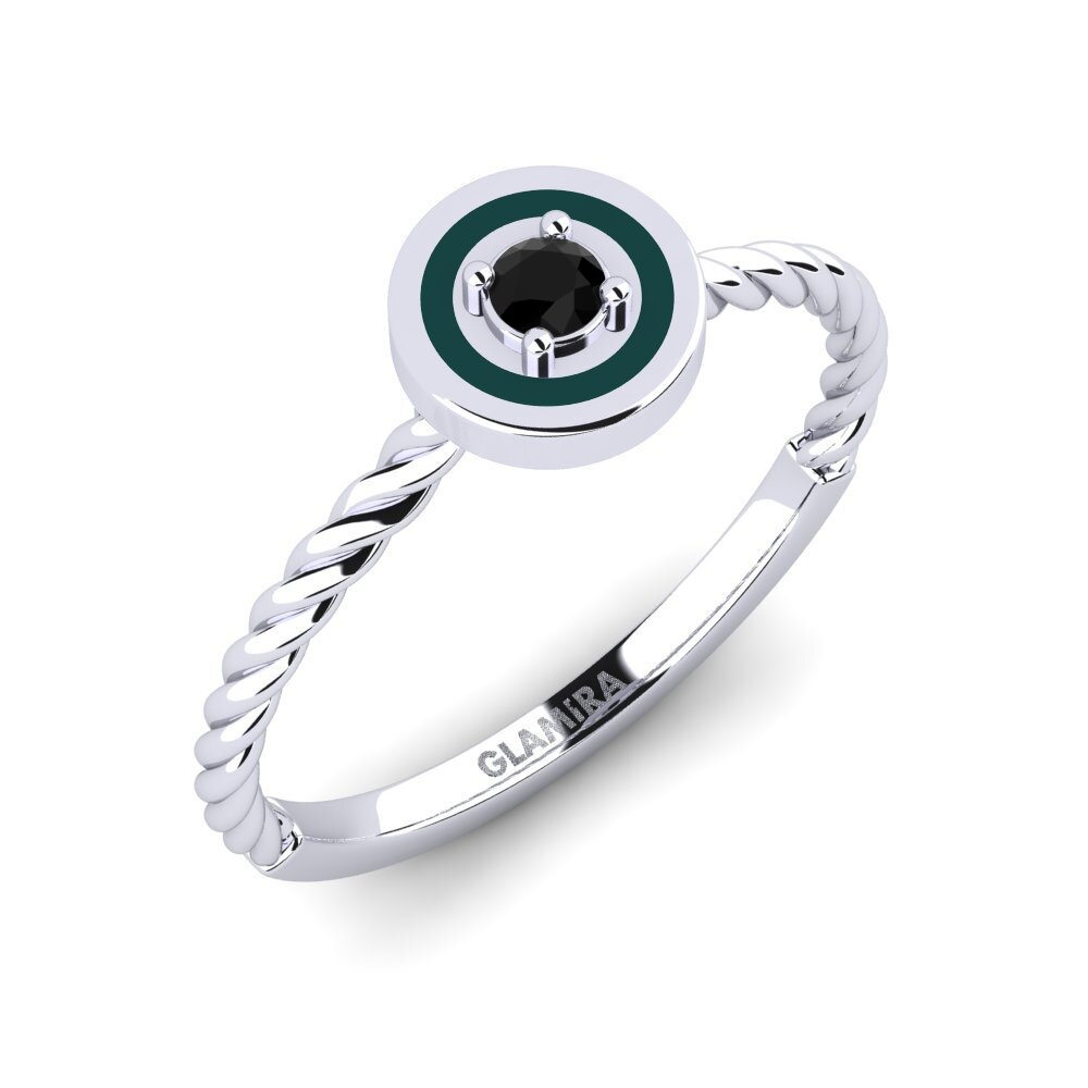 14K Wit Goud Zwarte Saffier Ringen Tanji