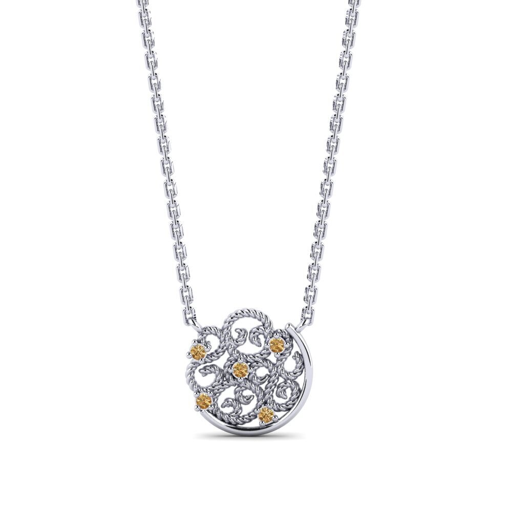9k White Gold Brown Diamond Women's Necklace Thuris