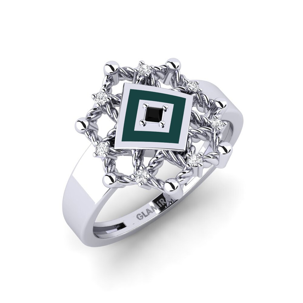 14K Wit Goud Zwarte Saffier Ringen Tujereng