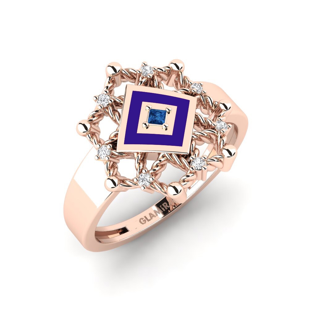 14K Rood Goud Donker Blauwe Zirkoon Ringen Tujereng