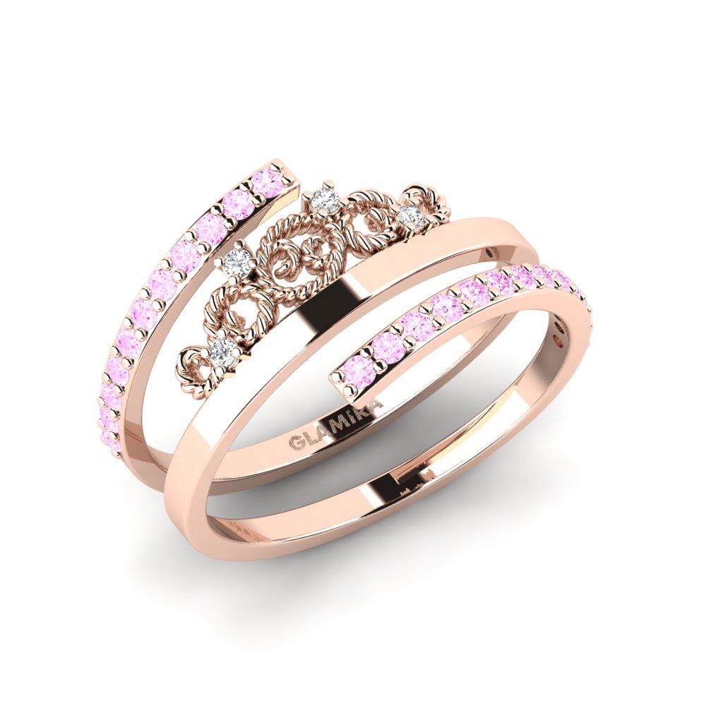 14K Rood Goud Roze Saffier Ringen Tyritake