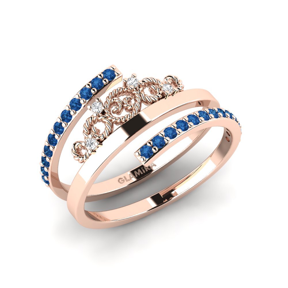 14K Rood Goud Donker Blauwe Zirkoon Ringen Tyritake