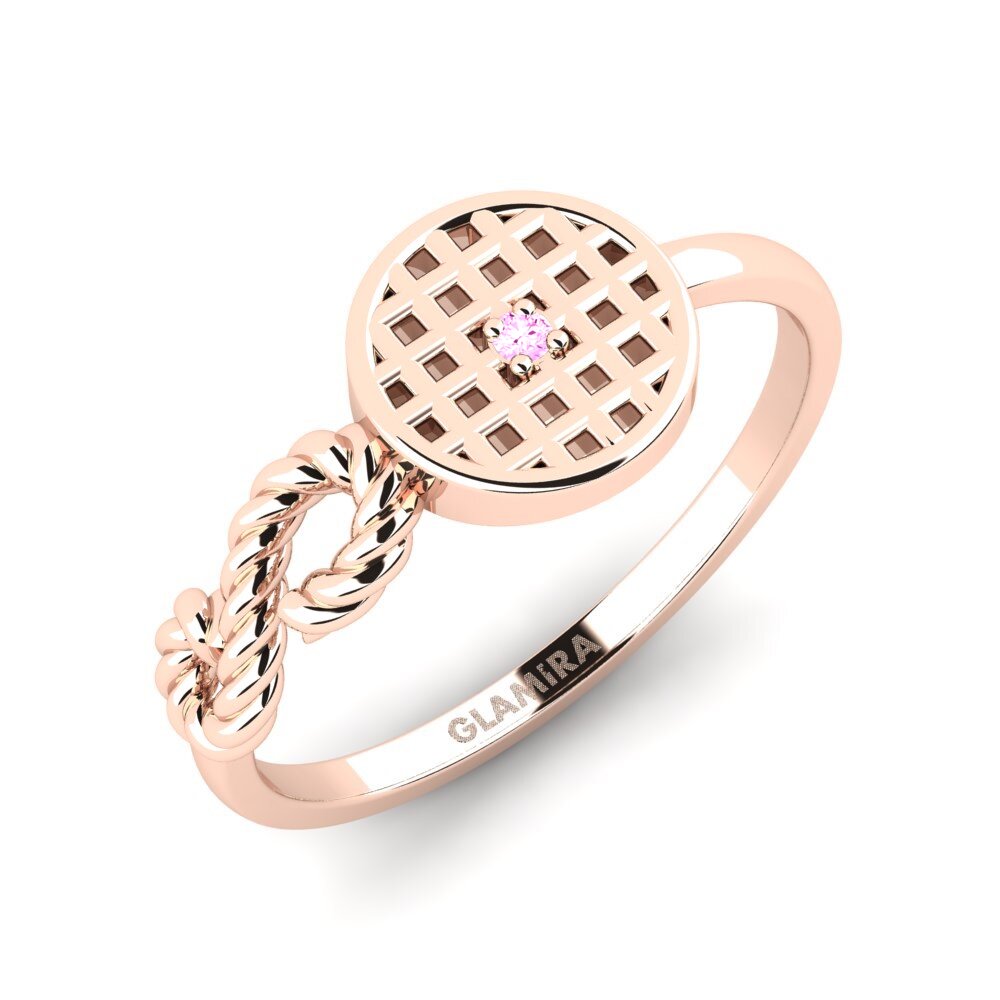 14K Rood Goud Roze Saffier Verlovingsring Volgograd