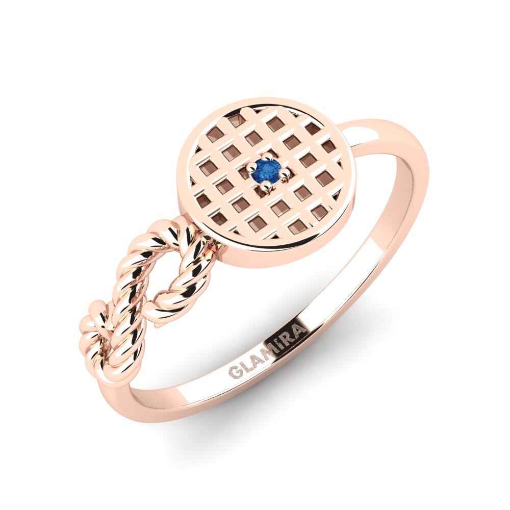 14K Rood Goud Donker Blauwe Zirkoon Verlovingsring Volgograd