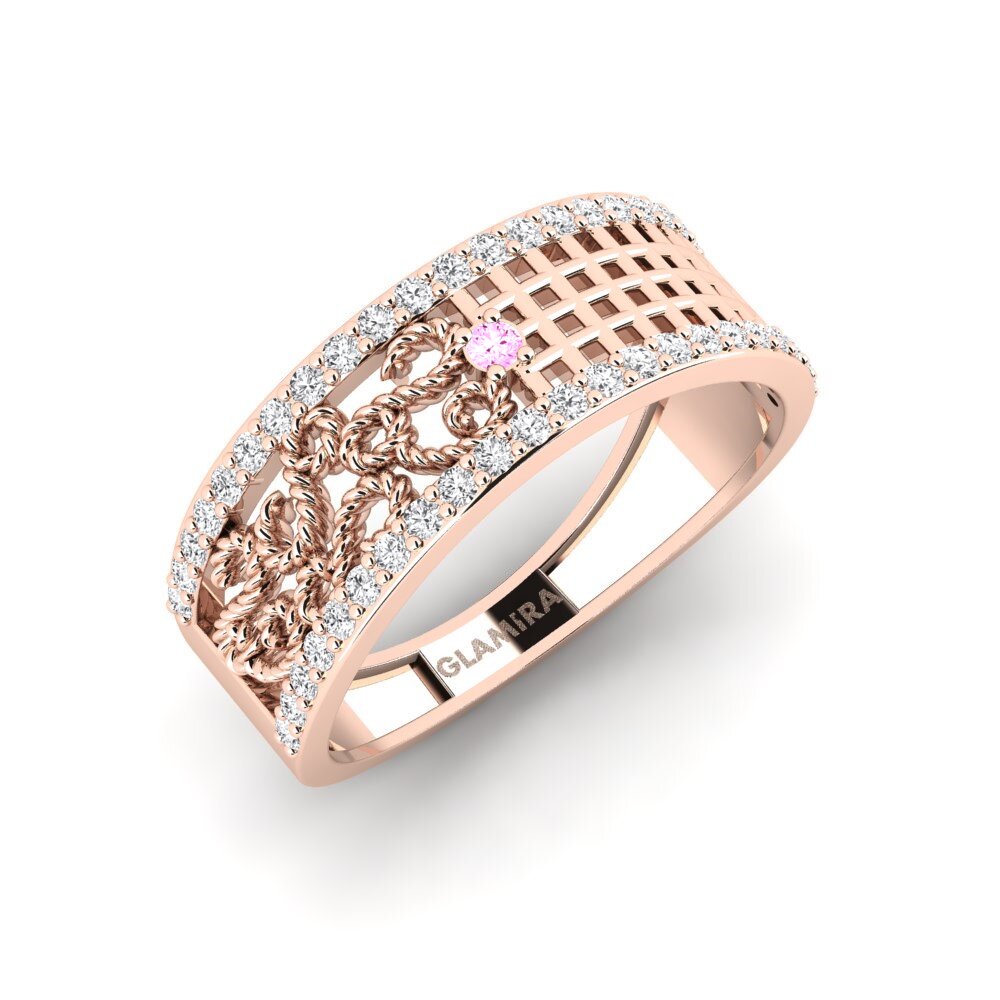 14K Rood Goud Roze Saffier Verlovingsring Votkinsk