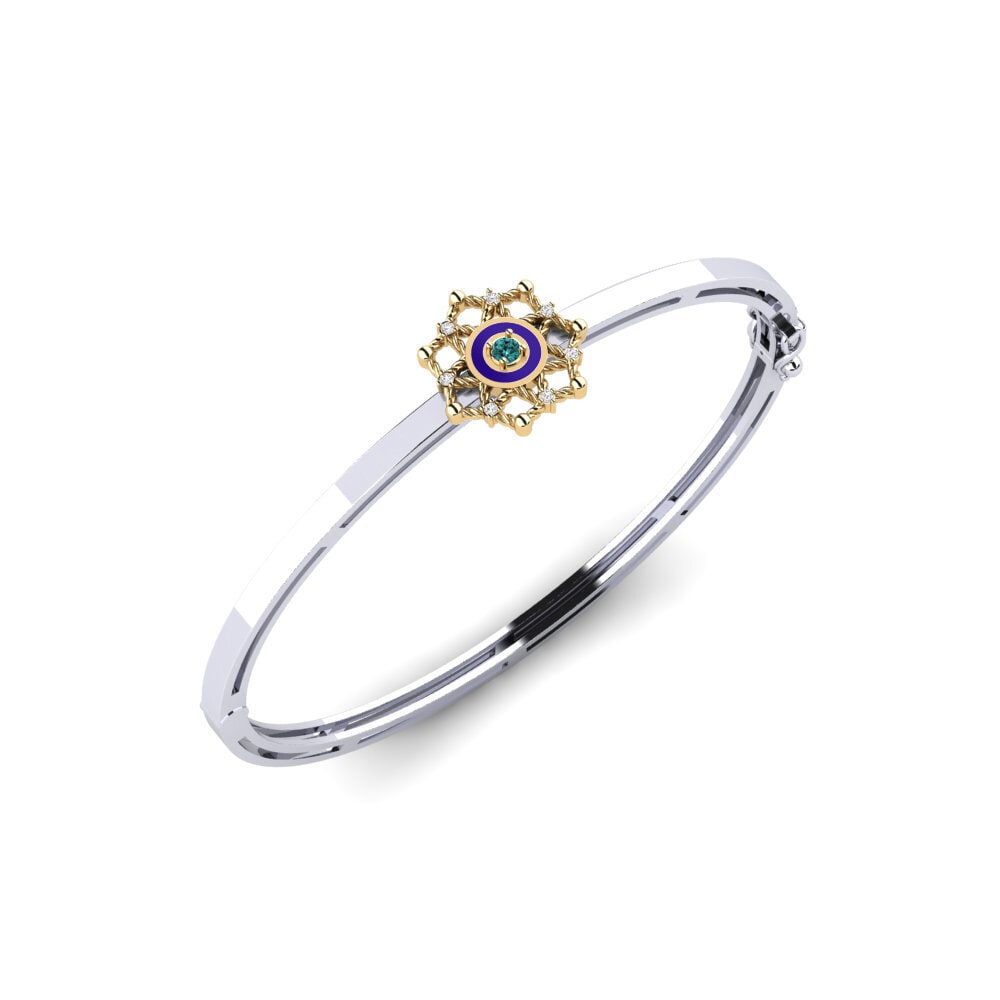 9ct White & Yellow Gold Blue Diamond Women's Bangle Bartica