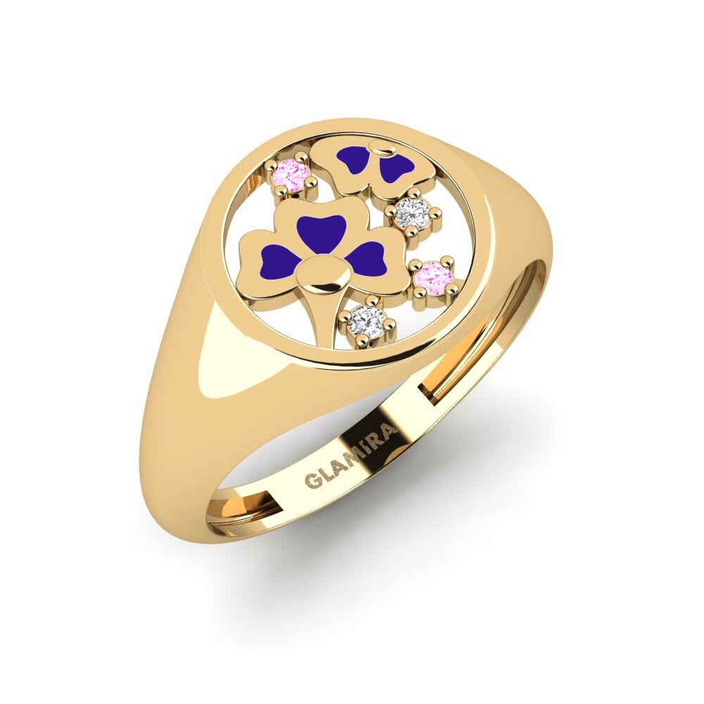 14K Geel Goud Roze Saffier Ringen Foundation