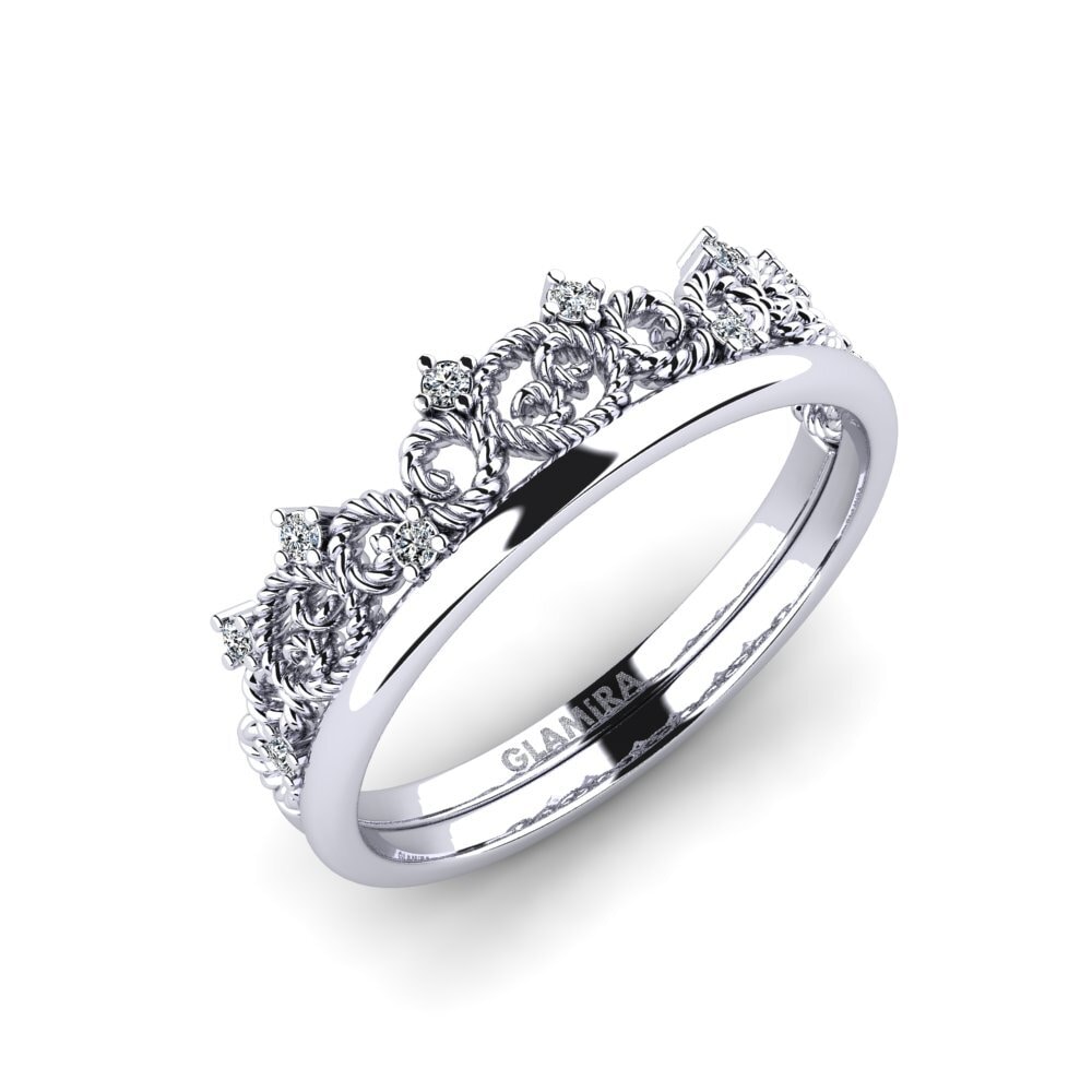 White Silver Zirconia Engagement Ring Halieis
