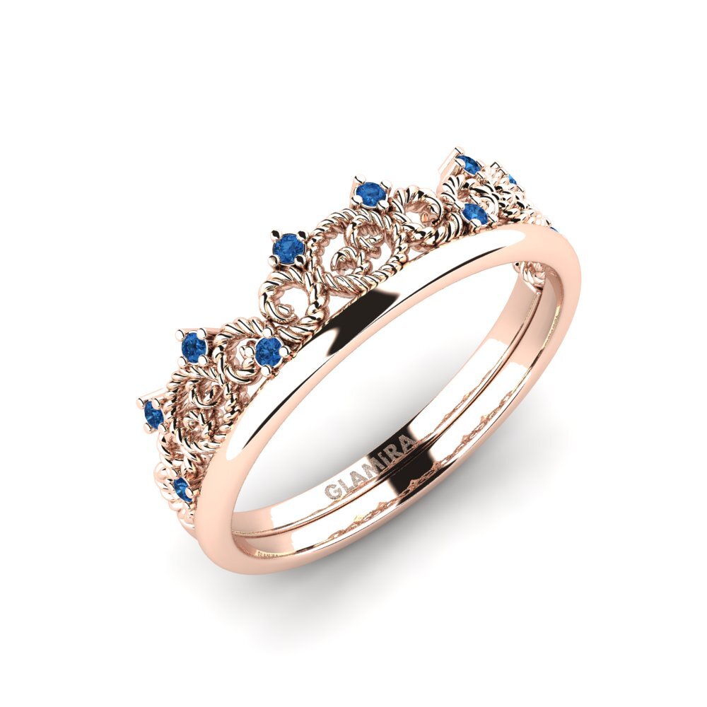 14K Rood Goud Donker Blauwe Zirkoon Verlovingsring Halieis