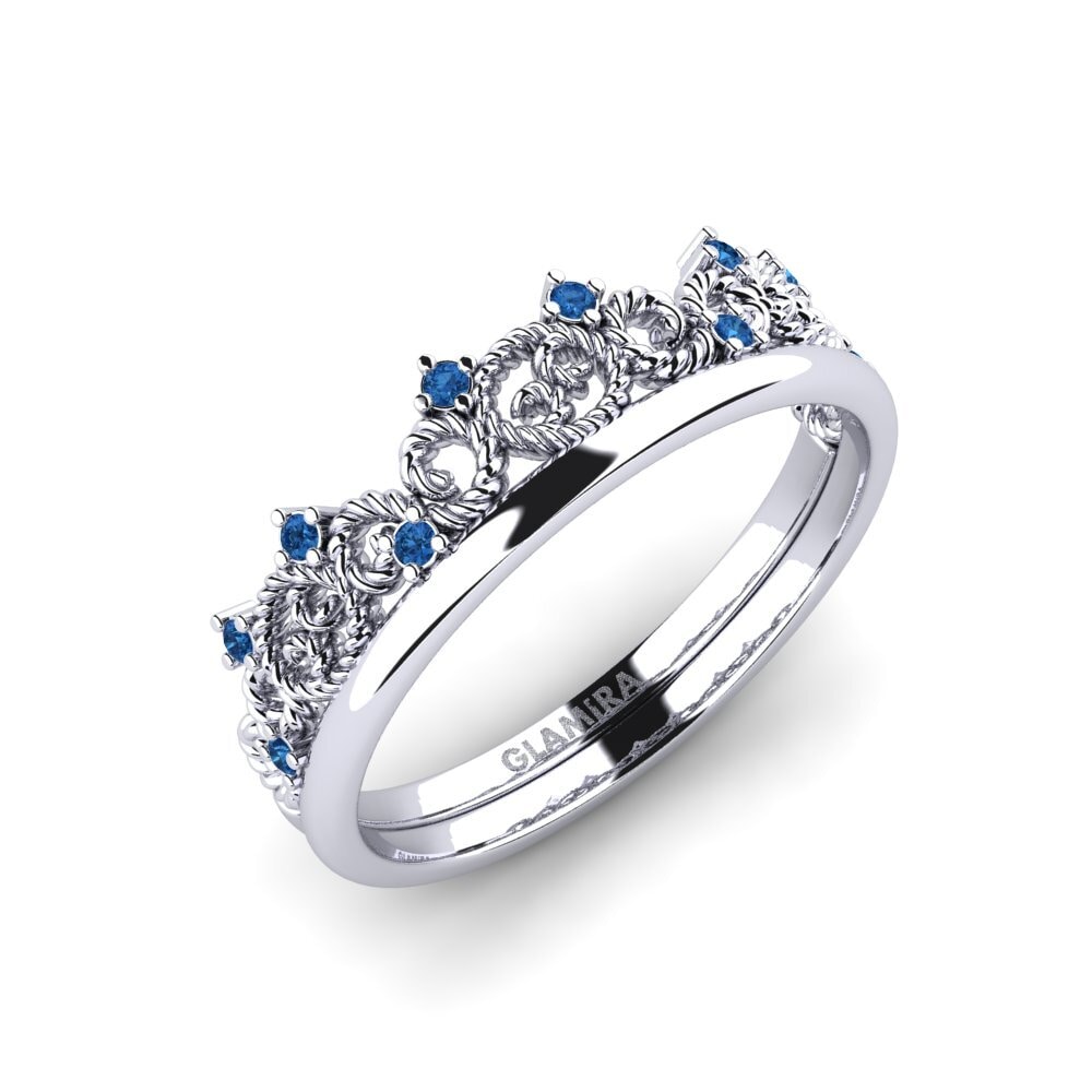 925 Zilver Donker Blauwe Zirkoon Verlovingsring Halieis