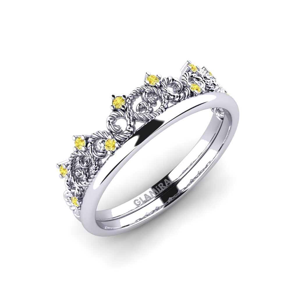 950 Palladium Gele Saffier Verlovingsring Halieis