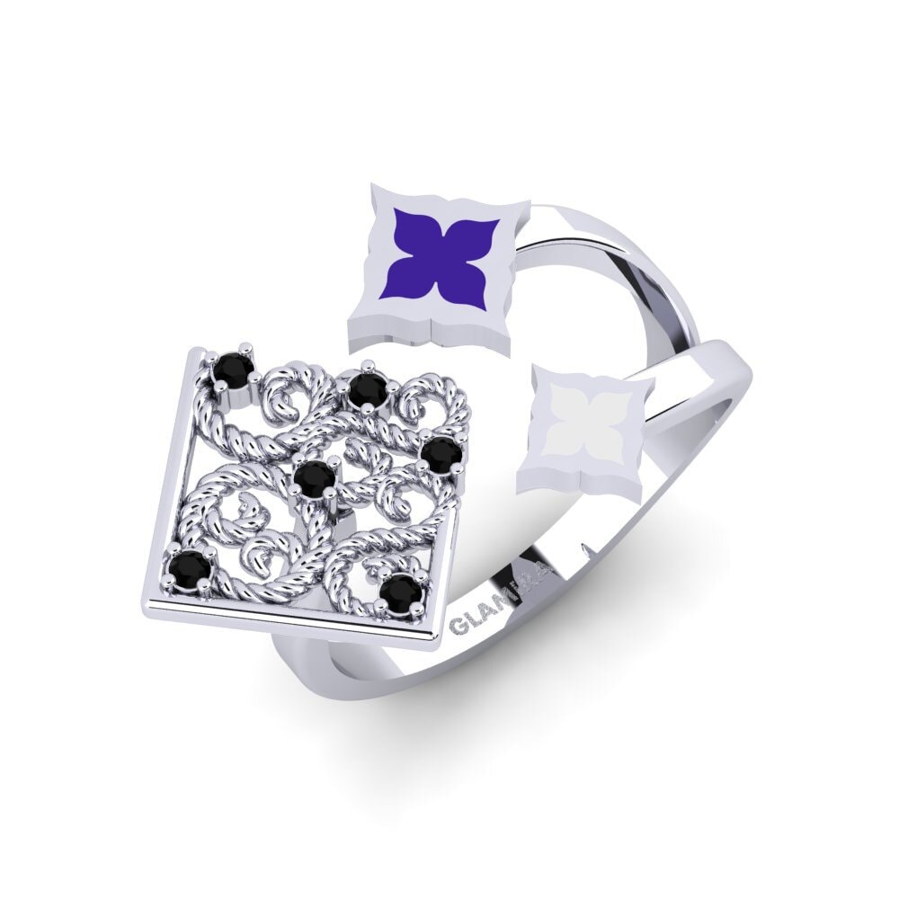14K Wit Goud Zwarte Saffier Ringen Himela