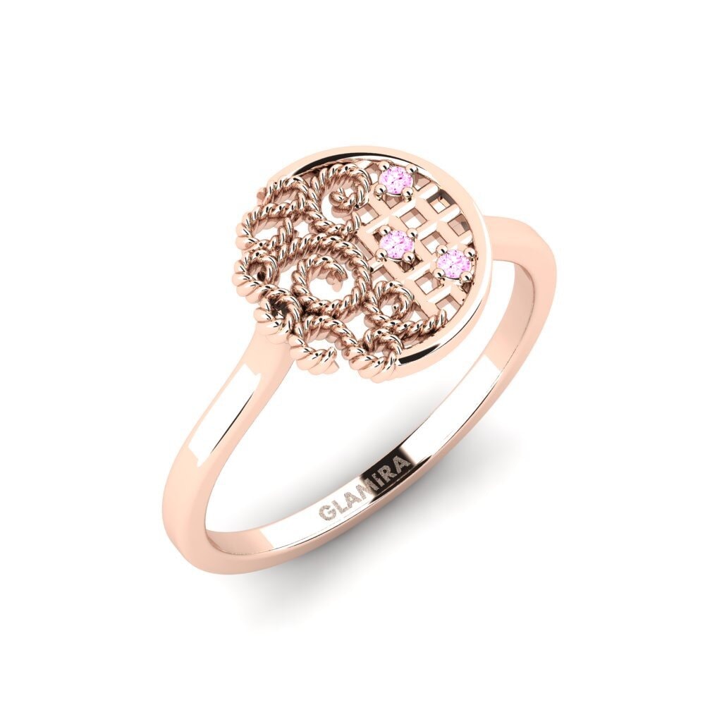 14K Rood Goud Roze Saffier Verlovingsring Homkund