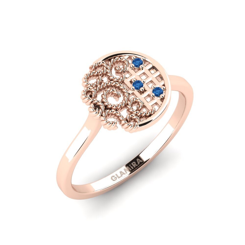 14K Rood Goud Donker Blauwe Zirkoon Verlovingsring Homkund