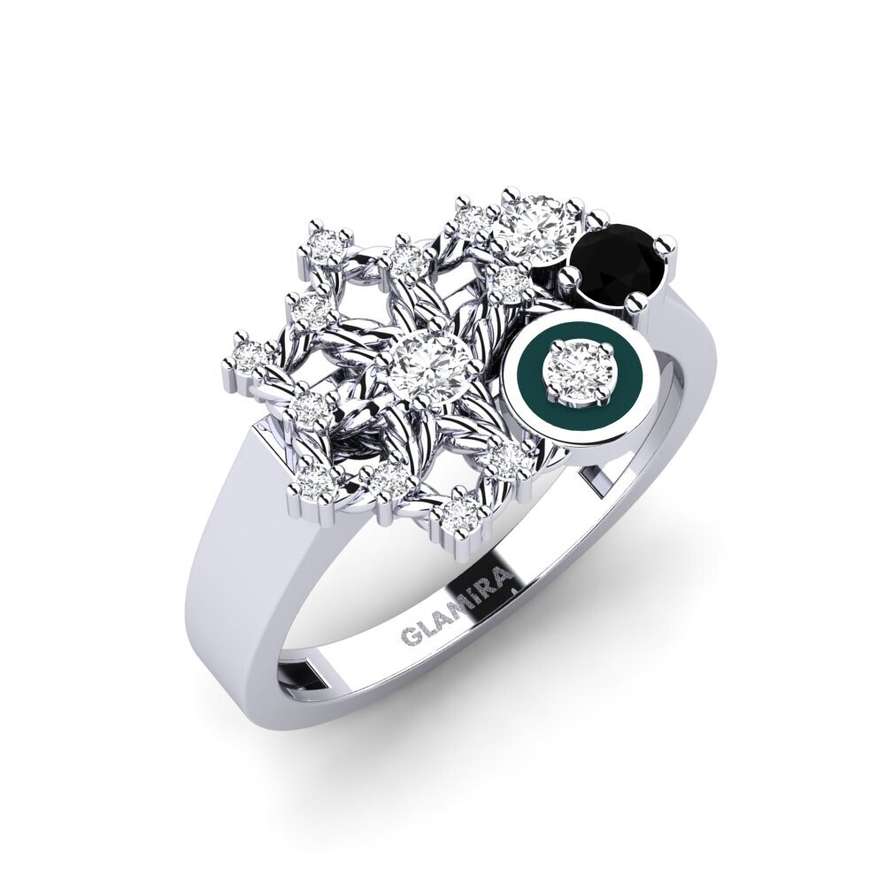 14K Wit Goud Zwarte Saffier Ringen Hosororo