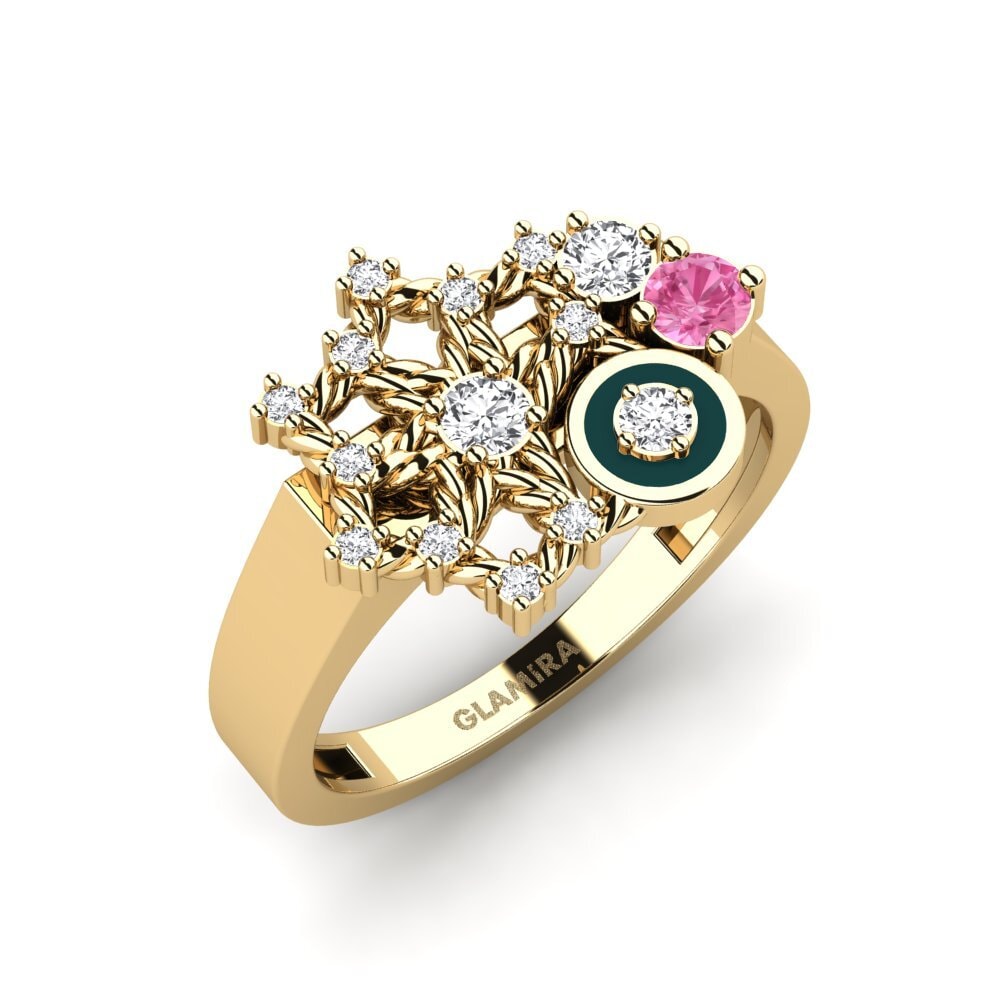 14K Geel Goud Roze Saffier Ringen Hosororo