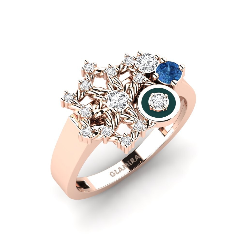 14K Rood Goud Donker Blauwe Zirkoon Ringen Hosororo
