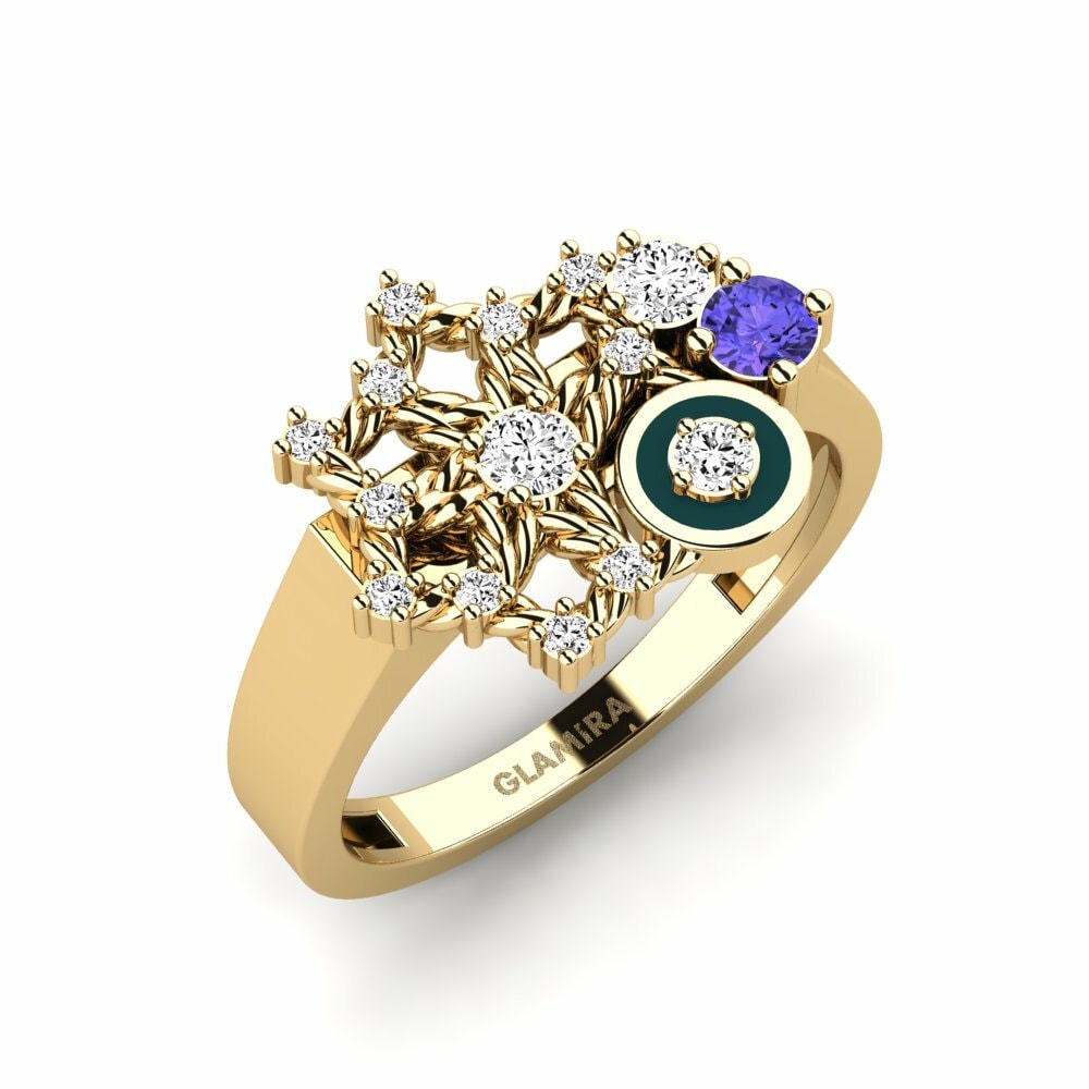 Or Jaune 18k Tanzanite Bague Hosororo
