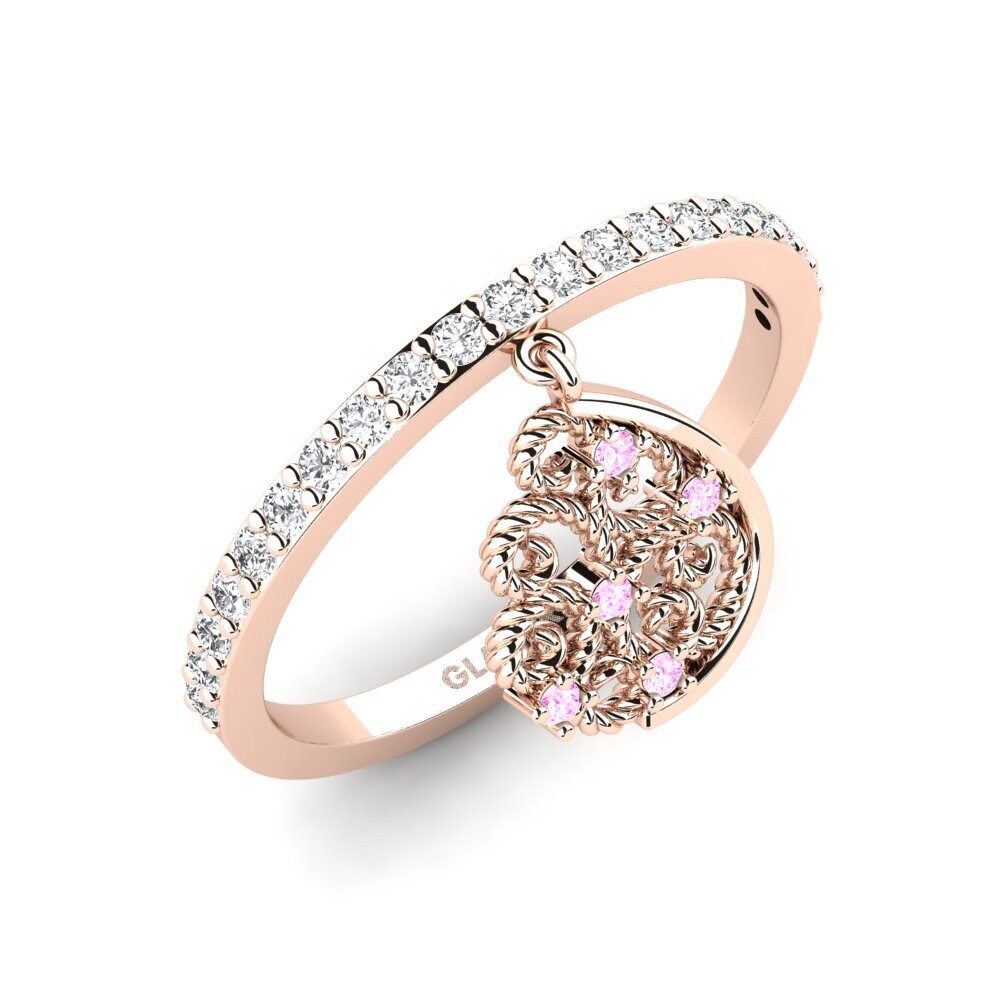 14K Rood Goud Roze Saffier Verlovingsring Hybla