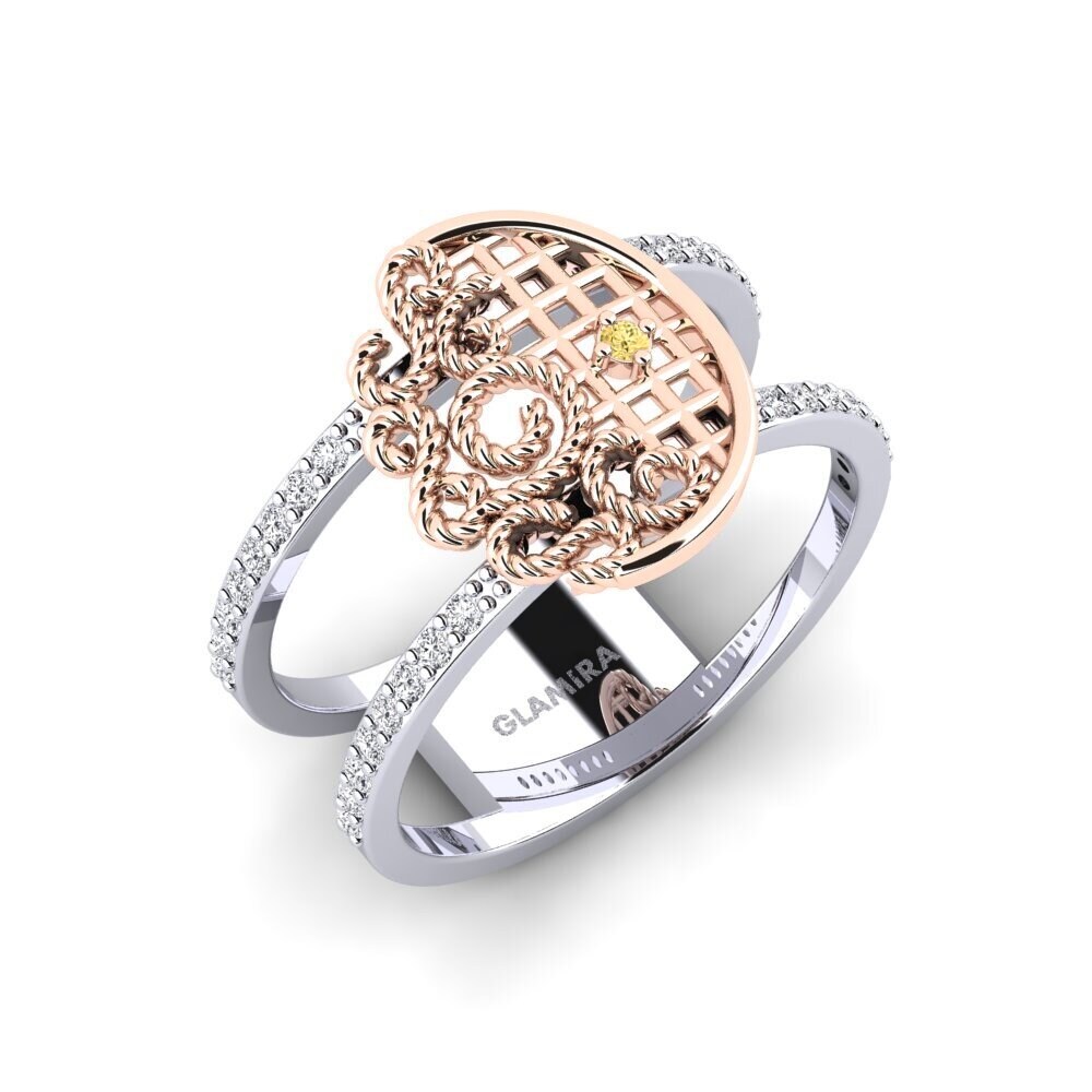 9k White & Rose Gold Yellow Diamond Engagement Ring Islandeady