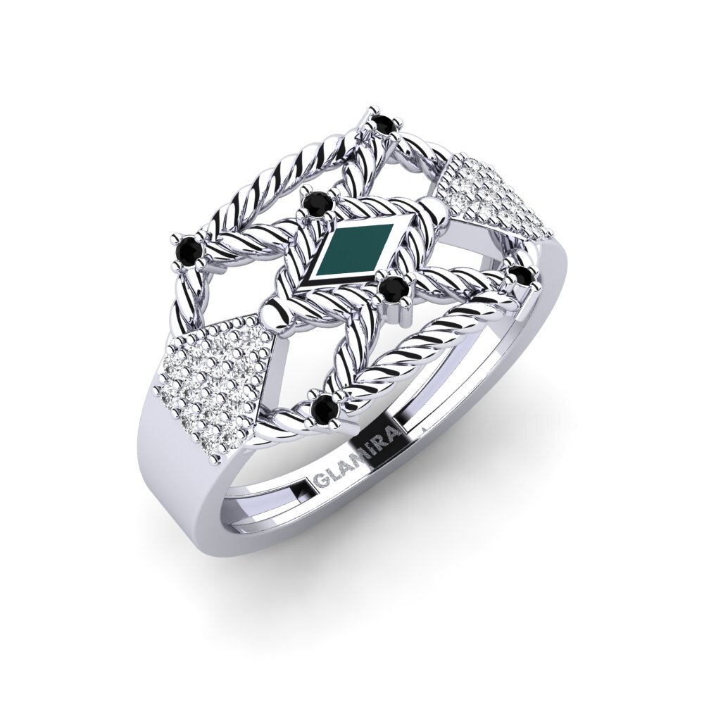 14K Wit Goud Zwarte Saffier Ringen Isseneru
