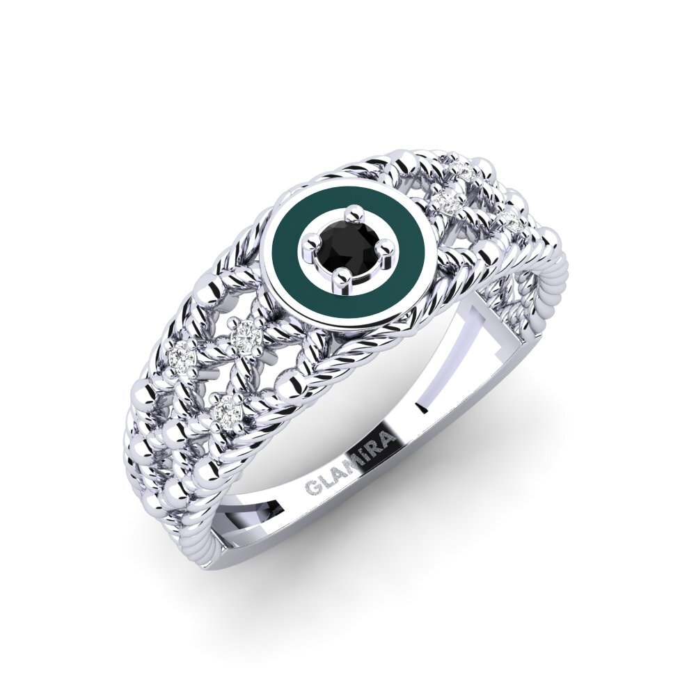 14K Wit Goud Zwarte Saffier Ringen Jambajeli