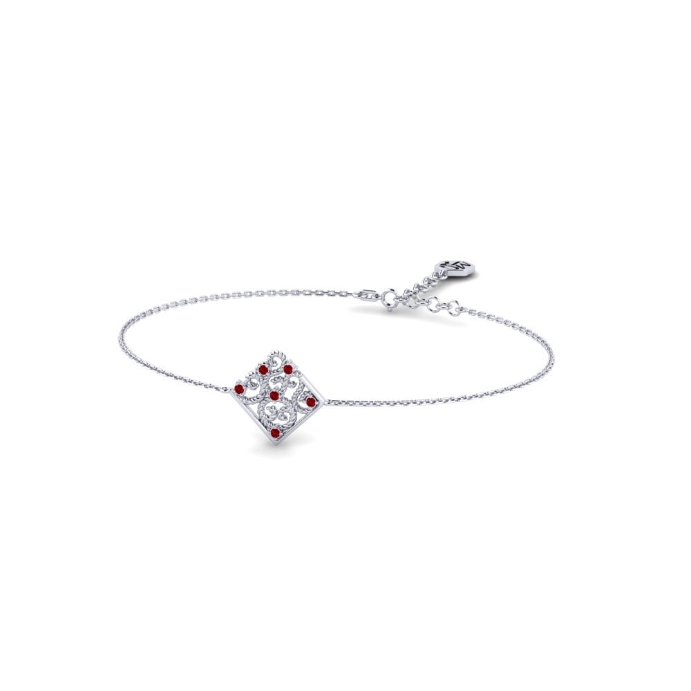 925 Prata de lei Zircônia Vermelha Pulseira Feminino Lesbos