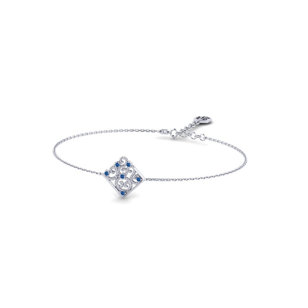 925 Prata de lei Zircônia azul escuro Pulseira Feminino Lesbos