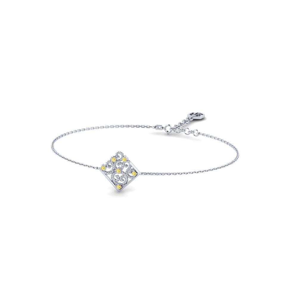 White Silver Yellow Sapphire Women's Bracelet Lesbos