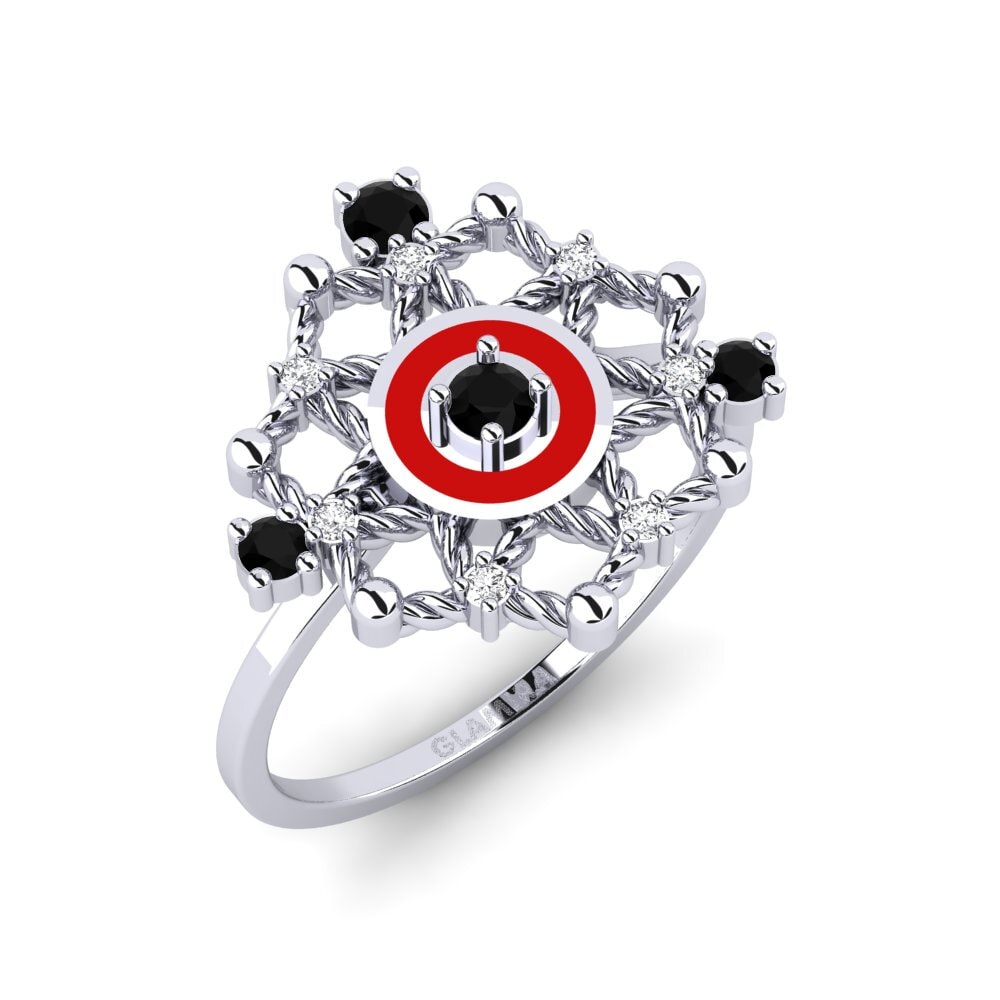 14K Wit Goud Zwarte Saffier Ringen Sanyang