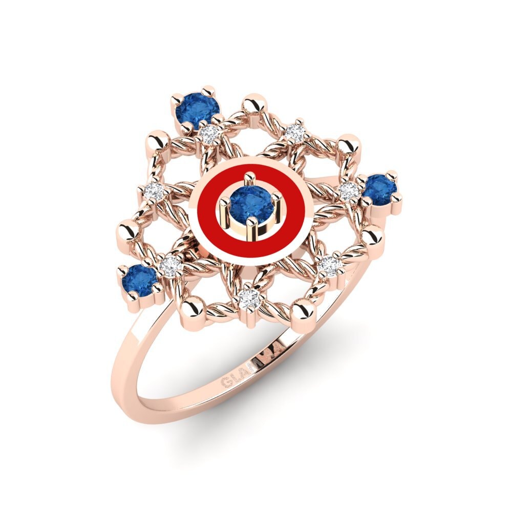 14K Rood Goud Donker Blauwe Zirkoon Ringen Sanyang