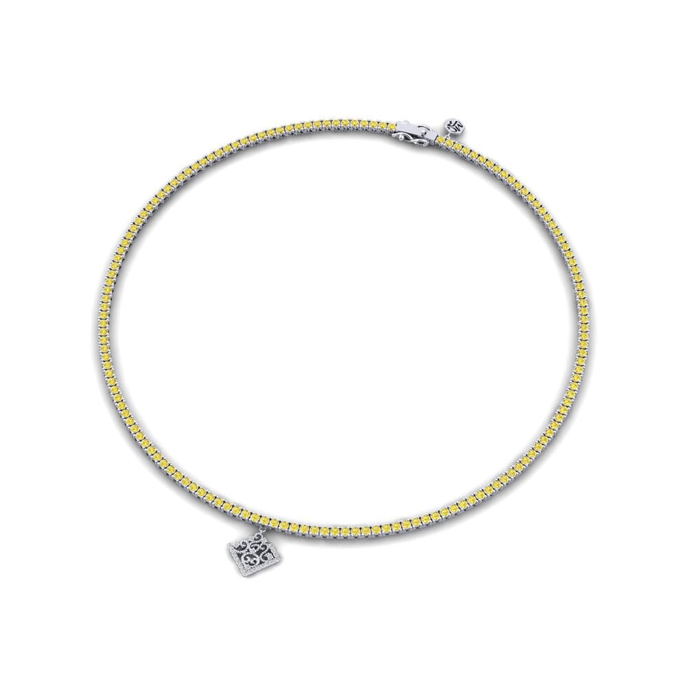 Paladio 950 Zafiro amarillo Collar Alexandreia