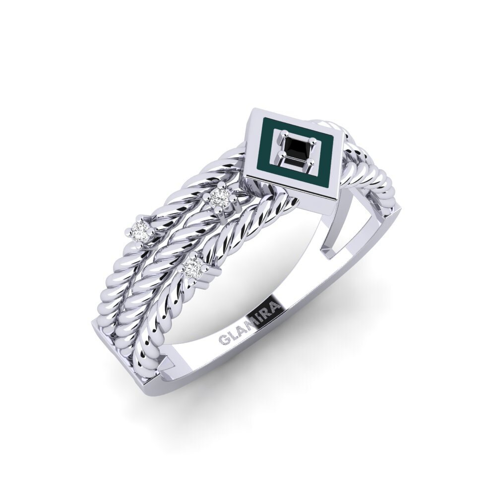 14K Wit Goud Zwarte Saffier Ringen Aweil