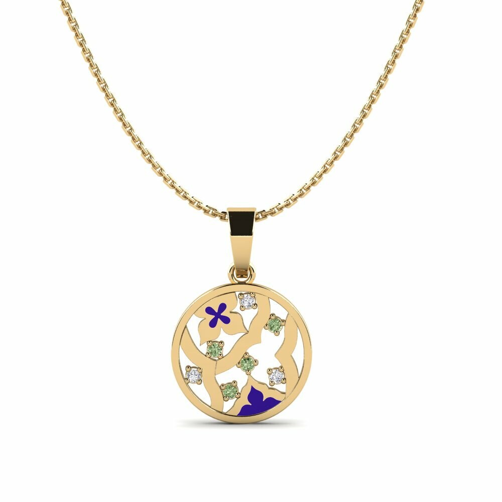 Vàng 18K Kim Cương Xanh Lá Cây Mặt dây chuyền nữ Deduce